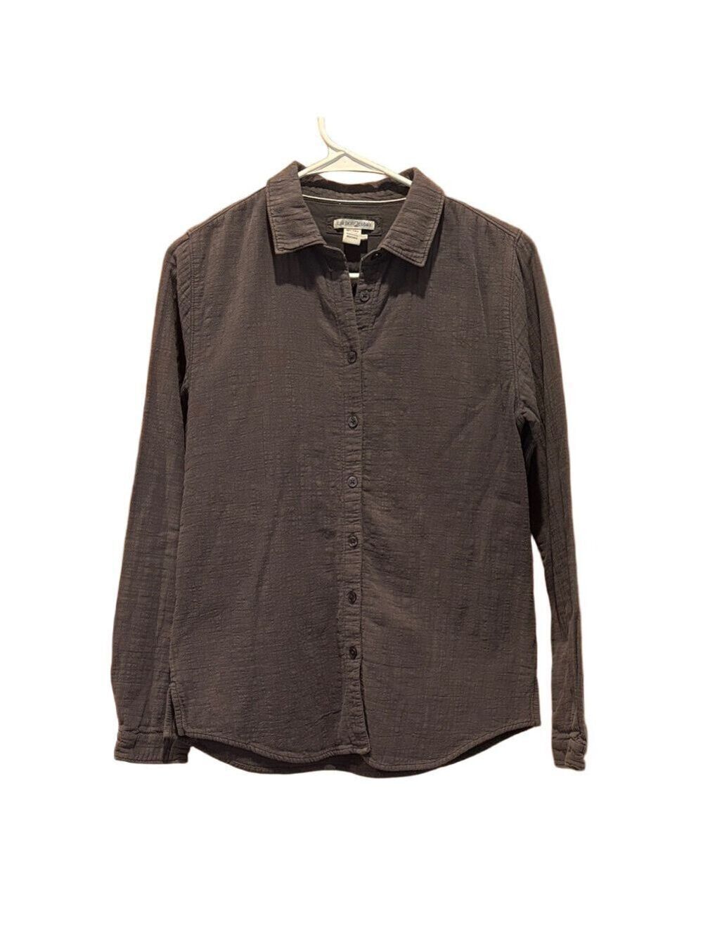 Carbon2Cobalt Grey Textured Long Sleeve Button Up 100% Cotton Women's Shirt XS